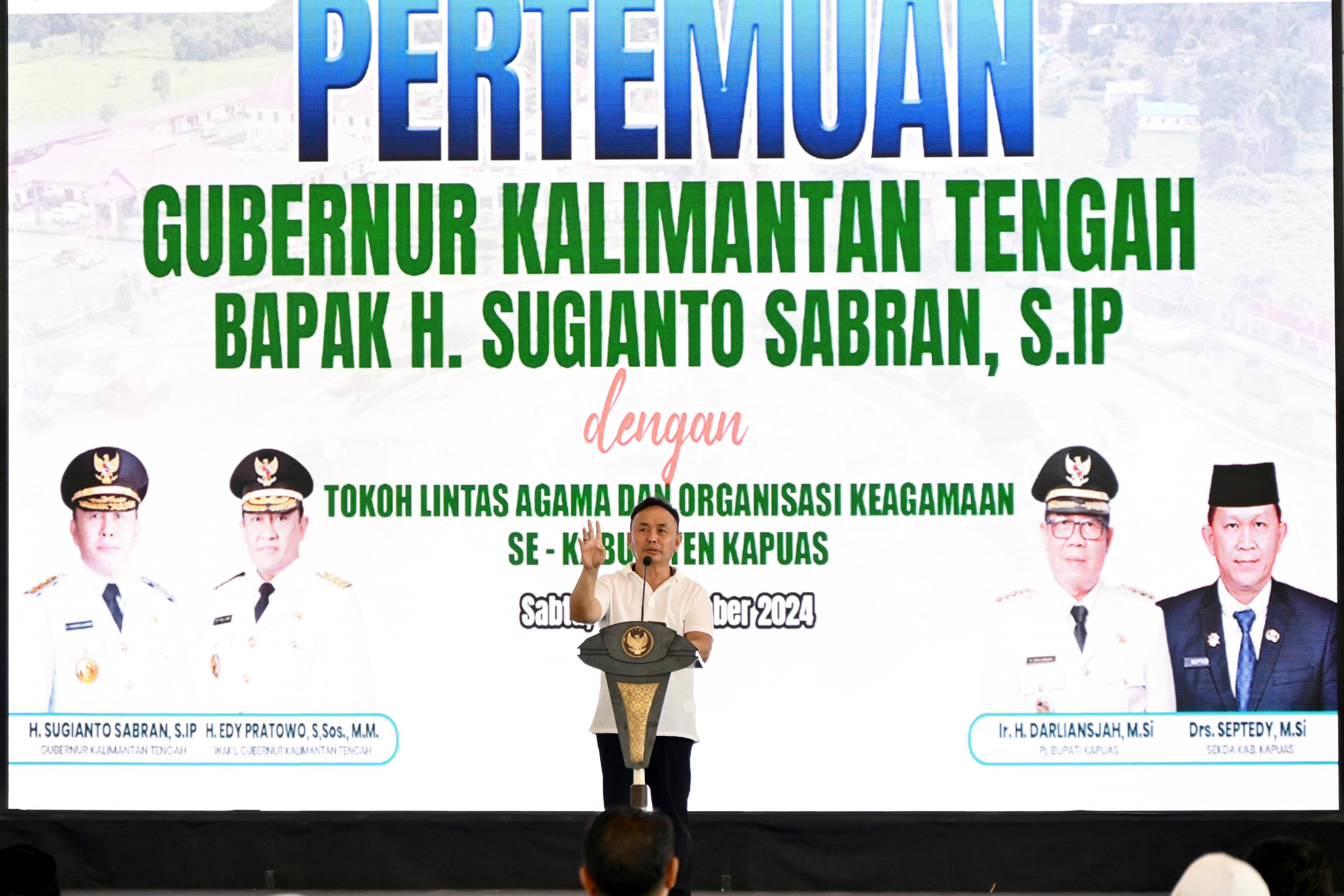 Gubernur Sugianto Sabran Sampaikan Arahan pada Pertemuan Tokoh Lintas Agama dan Organisasi Keagamaan 